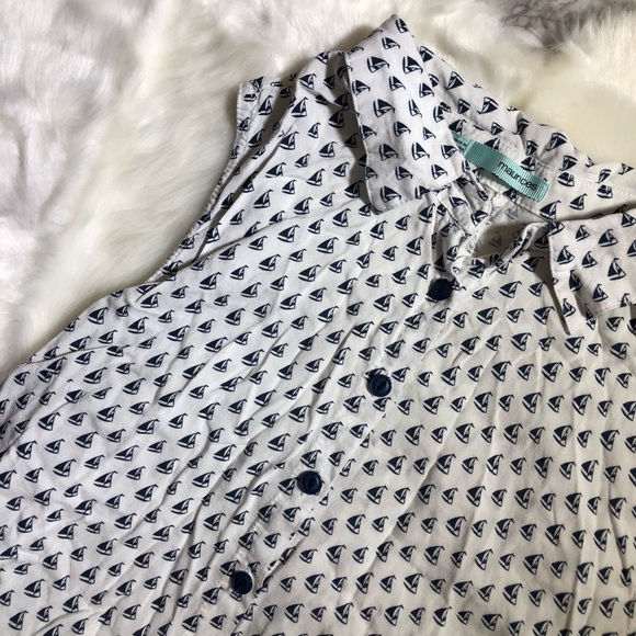 Blue and White Sailboat Button Down Tank - Picture 4 of 4